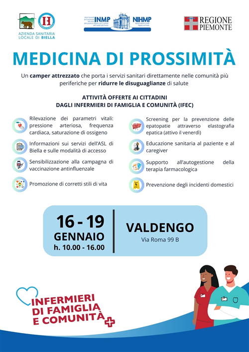 Medicina di Prossimità: prosegue il Camper attrezzato per portare i servizi sanitari in ogni Comune del territorio dell’ASL BI